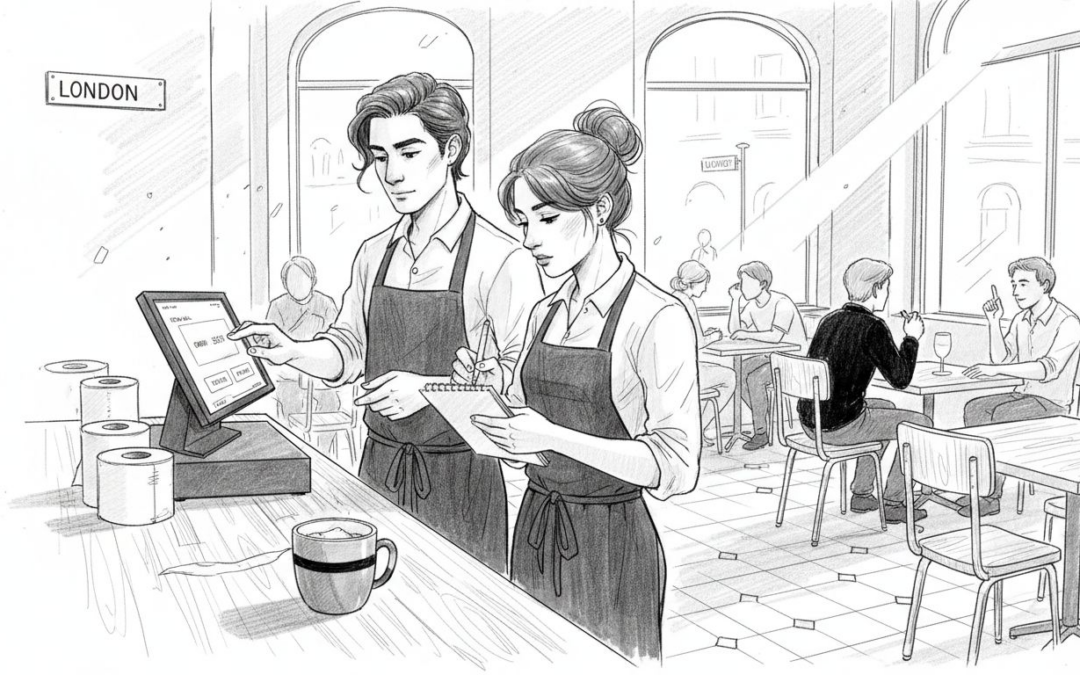 Restaurant staff working with POS system