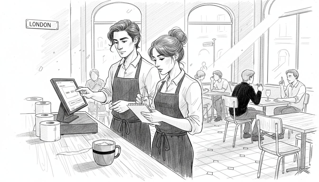 Restaurant staff working with POS system