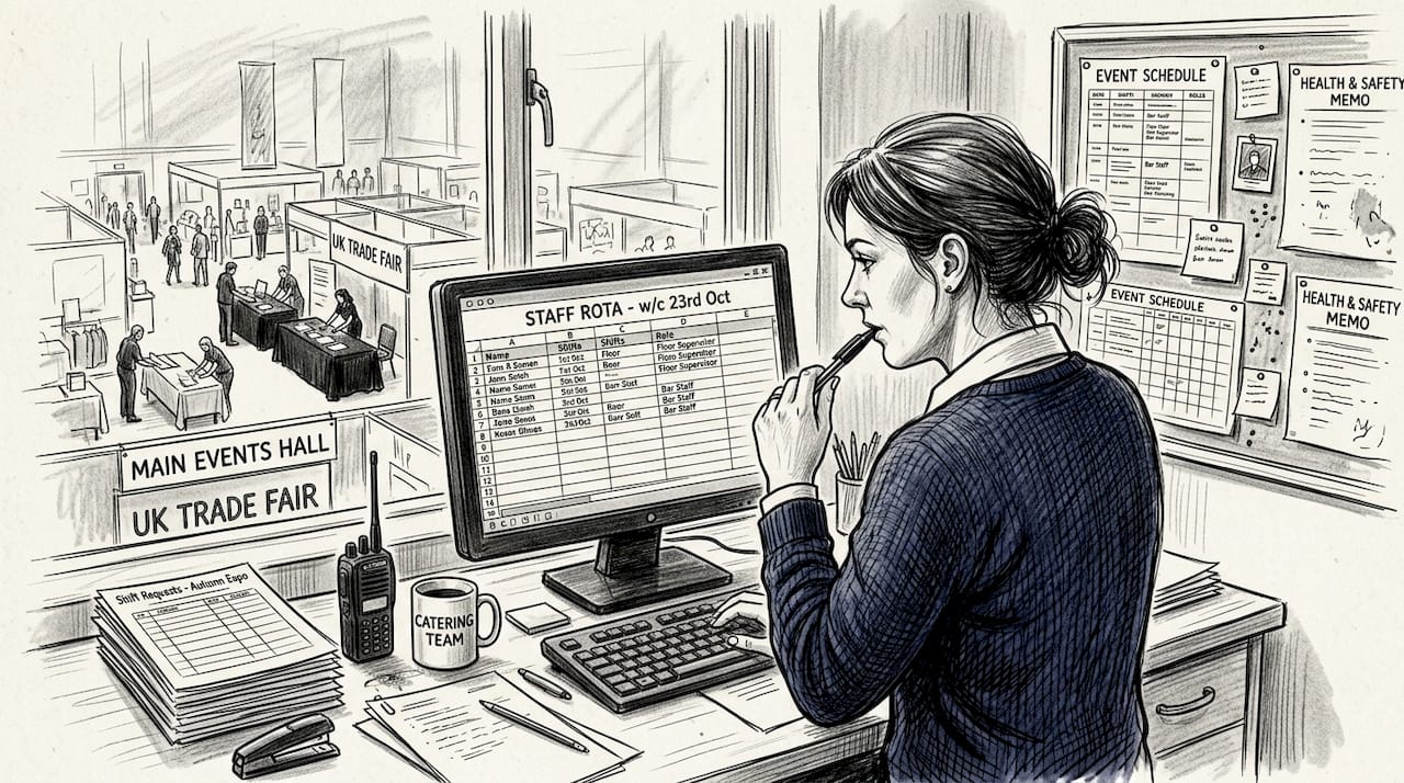 Manager checking staff rota in office