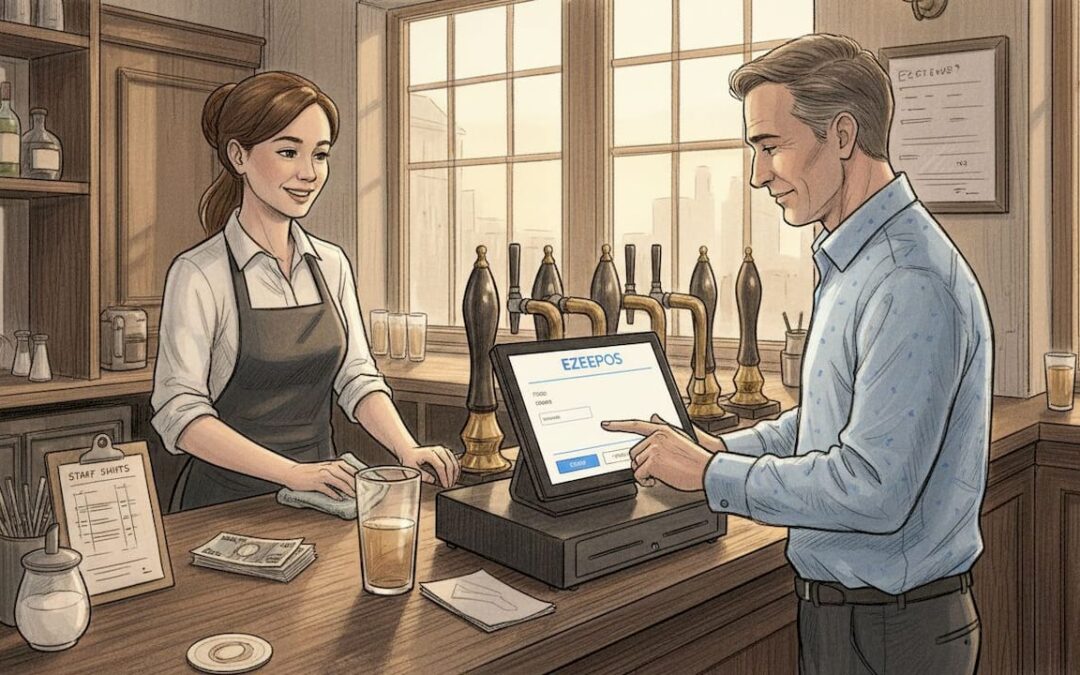 Manager using Android POS at UK pub
