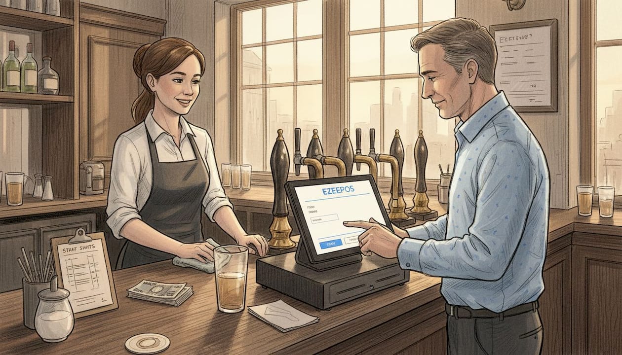 Manager using Android POS at UK pub